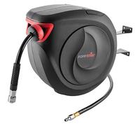 Poppstar Avvolgitubo per tubi ad aria compressa professionale (20m + 2m, diametro del tubo 3/8" (9,5 x 15 mm)), connessione 1/4" BSPT giunto rapido, con riavvolgitore automatico e auto-stop