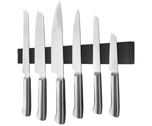 Poppstar Barra magnetica per coltelli in acciaio inox 40 cm con magnete extra forte, nera, autoadesiva
