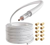 POPPSTAR Cavo coassiale da 50m (RG6, diametro 7,3 mm, guaina in PVC bianco, conduttore interno), con connettori F