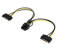 POPPSTAR Cavo di alimentazione scheda grafica PCI-Express Y da 20 cm - 2x connettore di alimentazione Sata 15 pin (f) a 1x adattatore PCIe 8 pin (m)