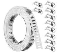 Poppstar Fascette stringitubo con nastro perforato in metallo, nastro continuo 3,5m, larghezza nastro 12,7mm, 10 pezzi di fissaggio