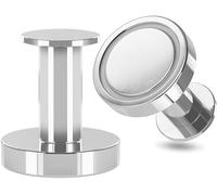 POPPSTAR Ganci magnetici rotondi extra forti - Set con 2 ganci magnetici al neodimio argentati, utilizzabili come ganci magnetici per abiti, portasciugamani, portasciugamani da cucina