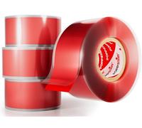POPPSTAR Nastro in silicone autoagglomerante, 3m x 25mm, nastro isolante e sigillante (acqua, aria), rosso, 4 rotoli