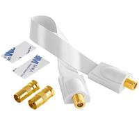 POPPSTAR Passacavo per finestra cavo SAT 28 cm (cavo coassiale ultrapiatto 0,2 mm), 2x prese F (1x su presa antenna IEC/spina), contatti in oro, con 2 quadratini adesivi, bianco