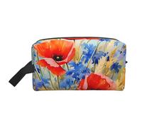 Poppy Fiordaliso Grano Borsa Cosmetica per Donna, Borsa per Trucco con Fiori ad Borsa Organizer Portatile per Toilette Accessori da Viaggio Regalo