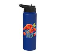 Poppy flower - Floral Stainless Steel Insulated Water Bottle