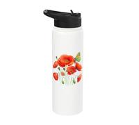 Poppy flower - Floral Stainless Steel Insulated Water Bottle