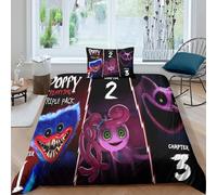 Poppy Playtime 2 Pezzi 3D Stampa Digitale Horror Games Cartoon Copripiumino Set Copripiumino E Federe Set Di Biancheria Da Letto Microfibra Morbido Con Cerniera Per Bambini Single(135x200cm)