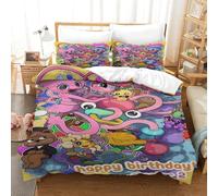Poppy Playtime 3 Pezzi Set Copripiumino Copripiumino 3D Stampa Digitale Cartone animato traspirante Con Cerniera E Federe Set Di Biancheria Da Letto Microfibra Morbido Per Bambini Single(140x200cm)