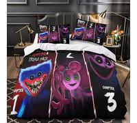 Poppy Playtime 3D Stampa Digitale Giochi horror cartone animato Copripiumino Set Copripiumino 3 Pezzi Con Cerniera E Federe Microfibra Morbido Set Di Biancheria Da Letto Per Bambini King(220x240cm)