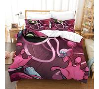 Poppy Playtime Set Copripiumino 3 Pezzi 3D Stampa Digitale Cartone animato traspirante Copripiumino E Federe Con Cerniera Microfibra Morbido Set Di Biancheria Da Letto Per Bambini Single(140x200cm)