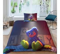 Poppy Playtime Set Copripiumino 3D Stampa Digitale Horror Games Cartoon Copripiumino 2 Pezzi E Federe Set Di Biancheria Da Letto Microfibra Morbido Con Cerniera Per Bambini Single(135x200cm)