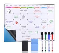 POPRUN 60×40cm Lavagna Bianca Pianificazione la Mensile Famiglia da muro, Adesiva Lavagna Cancellabile Calendario Settimanale, Memo da Parete, Agenda Famiglia, Pianificare I Pasti - in Italiano