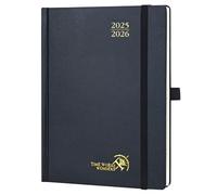 POPRUN Agenda 2025 2026 Settimanale Verticale 22 x 16,5 cm, Diario Scuola 17 Mesi da Ago.2025 a Dic.2026, Copertina Rigida, Carta Spessa da 80 GSM, Nero