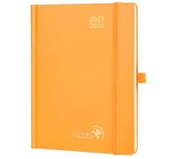 POPRUN Agenda 2025 2026 Settimanale Verticale 22 x 16,5 cm, Diario Scuola 17 Mesi da Ago.2025 a Dic.2026, Copertina Rigida, Carta Spessa da 80 GSM, Arancione