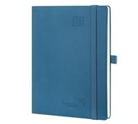 POPRUN Agenda 2025 2026 Settimanale Verticale 22 x 16,5 cm, Diario Scuola 17 Mesi da Ago.2025 a Dic.2026, Copertina Morbida in Pelle Vegana e Carta Spessa da 80 GSM, Blu Notte