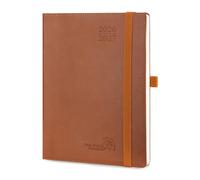 POPRUN Agenda 2026 2027 Settimanale Verticale 22 x 16,5 cm, Diario Scuola 17 Mesi da Ago.2026 a Dic.2027, Copertina Morbida in Pelle Vegana e Carta Spessa da 80 GSM, Marrone