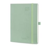 POPRUN Agenda 2026 2027 Settimanale Verticale 22 x 16,5 cm, Diario Scuola 17 Mesi da Ago.2026 a Dic.2027, Copertina Morbida in Pelle Vegana e Carta Spessa da 80 GSM, Verde