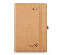 POPRUN Agenda 2026 Giornaliera 21,5 x 14,5 cm, Copertina Rigida, Diario 12 Mesi da Gen. 2026 a Dic. 2026, Carta Prodotta con Materiali Rinnovabili, Carta Spessa da 80 GSM, Chiaro Marrone