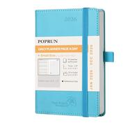 POPRUN Agenda 2026 Giornaliera Piccola, 16 x 10,5 cm, Copertina Morbida, Daily Planner 2026 Tascabile con Portapenne Autoadesivo e Nastro Segnalibro, Carta Spessa da 70 GSM, Blu Verde BG