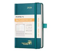 POPRUN Agenda 2026 Giornaliera Piccola, 16 x 10,5 cm, Copertina Rigida, Daily Planner 2026 con Angoli a Strappo e Nastro Segnalibro, Carta Spessa da 70 GSM, Verde Pacifico