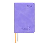 POPRUN Agenda Settimanale 2026 Piccola A7 in Italiano - Agendina Tascabile 2026 Formato 7,5x11,5 cm - Mini Planner 26 con Copertina Morbida in Pelle PU e Carta da 70 g/m², Lilla