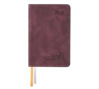 POPRUN Agenda Settimanale 2026 Piccola A7 in Italiano - Agendina Tascabile 2026 Formato 7,5x11,5 cm - Mini Planner 26 con Copertina Morbida in Pelle PU e Carta da 70 g/m², Bordeaux Scuro