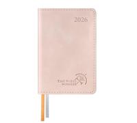 POPRUN Agenda Settimanale 2026 Piccola A7 in Italiano - Agendina Tascabile 2026 Formato 7,5x11,5 cm - Mini Planner 26 con Copertina Morbida in Pelle PU e Carta da 70 g/m², Rosa Pallido