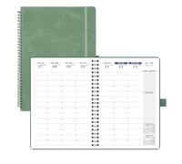 POPRUN Agenda Settimanale 2026 Verticale Spirale A4 21x29,7cm, Planner 2026 con Intervalli Di 15 Minuti e Angoli a Strappo, Carta Spessa da 100 GSM, Verde Mezzanotte (Italian Version).