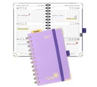 POPRUN Agenda Settimanale 2027 Piccola Spirale 15,6 x 10 cm | Gen.2027-Dic.2027,Copertina Rigida,Agenda 2027 Tascabile con Angolo di Protezione in Oro,Carta Spessa da 100GSM(Viola)