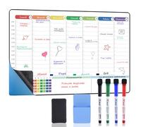 POPRUN Lavagna Bianca Cancellabile Calendario, Lavagna Settimanale Adesiva da Parete/Frigo, Perfetta per Lavagnetta da Cucina, Agenda Famiglia, Pianificare I Pasti, 42×28cm - in Italiano