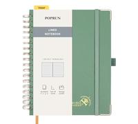 POPRUN Quaderno a Spirale B5(18,8 x 24,5 cm), Taccuino a Righe Orizzontali con Copertina Rigida, 220 Pagine Numerate e Etichette Autoadesive, Carta Spessa 120 GSM, Verde Mezzanotte (MGN)