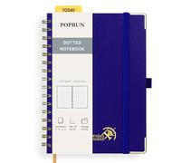 POPRUN Quaderno a Spirale con Puntini, Taccuino A5 con Copertina Rigida, 141 pagine Numerate, Schede Indice, 8 Fogli Perforati, Carta Spessa 120 GSM, Blu Zaffiro