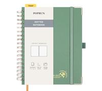 POPRUN Quaderno a Spirale con Puntini, Taccuino B5(18,8 x 24,5 cm) con Copertina Rigida, 220 pagine Numerate, Schede Indice e 8 Fogli Perforati, Carta Spessa 120 GSM, Verde Mezzanotte (MGN)