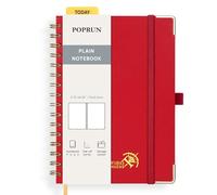 POPRUN Taccuino Bianco a Spirale, Quaderno A5 con Copertina Rigida, 141 Pagine Numerate e 8 Fogli Staccabili, Carta Spessa 120 GSM, Rosso (RD)