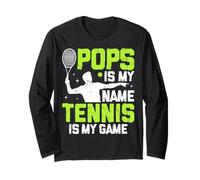 Pops Is My Name Tennis Player Vintage Grandpa Maglia a Manica