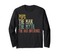 Pops Man Myth Bad Influence Fathers Day Nonno Nonno Uomini Maglia a Manica