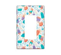 Popsicle - Copertura per interruttore della luce a bilanciere singolo, blocco di ghiaccio estivo giocoso turbinio estivo turchese plastica piatti decorativi da parete per casa, soggiorno, camera da