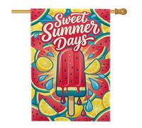 Popsicle House Flag, Summer Vibrant Anguria Limone Summer Red Juta Double Face Decorativa Esterno Portico Bandiere per esterni Cortile Prato Patio Porta Ingresso 71 x 101 cm