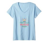 Popsicle Princess: Stay Cool, Regola Dolce Corona Estate Maglietta con Collo a V, Donna, Celeste, M