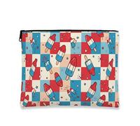 Popsicle - Trousse per cosmetici, vintage, giocoso, da donna, portatile, in tela, con cerniera, per l'estate e la spiaggia, Rosso, 7x9 Inch, Ghiacciolo