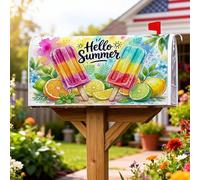 Popsicles - Coperture magnetiche per cassette postali, copertura per cassetta postale estiva con limoni vivaci e limoni, colore giallo, decorazione per giardino, patio, 45 x 53 cm