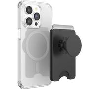 PopSockets Custodia a portafoglio con impugnatura espandibile e anello adattatore per MagSafe, porta carte di credito, compatibile con ricarica wireless, portafoglio compatibile con MagSafe - Black