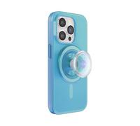 PopSockets Custodia per iPhone 15 Pro con impugnatura rotonda compatibile con MagSafe, custodia per iPhone 15 Pro, compatibile con ricarica wireless, blu opalescente