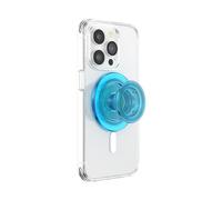 PopSockets Impugnatura per telefono compatibile con MagSafe, anello adattatore per MagSafe incluso, supporto per telefono, compatibile con ricarica wireless, blu elettrico traslucido
