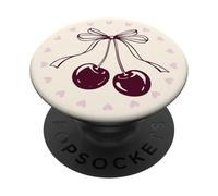 PopSockets - Impugnatura per telefono, cuore e fiocco, colore: Nero ciliegia PopSockets PopGrip Adesivo