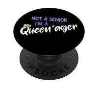 PopSockets Not A Senior I'm A Queenager - Old Grandma Queen PopGrip: Impugnatura per Telefoni Cellulari e Tablet Intercambiabile