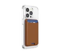 PopSockets: PopWallet per MagSafe - Anello Adattatore per MagSafe Incluso - Porta Carte Elegante e Riposizionabile per Telefoni Cellulari e Custodie - SoftGoods - Cognac