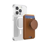 PopSockets: PopWallet per MagSafe - Con presa - Include anello adattatore per MagSafe - Sottile portacarte riposizionabile per smartphone e custodie - SoftGoods - Cognac