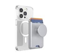 PopSockets: PopWallet per MagSafe - Con presa - Include anello adattatore per MagSafe - Sottile portacarte riposizionabile per smartphone e custodie - SoftGoods - Silver